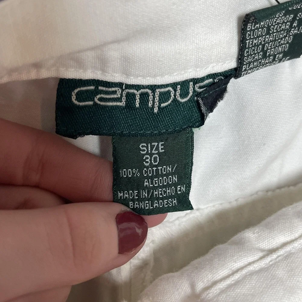 Vintage Campus Crew Cargo Shorts Mens 30 White Cotton Utility Pockets Summer